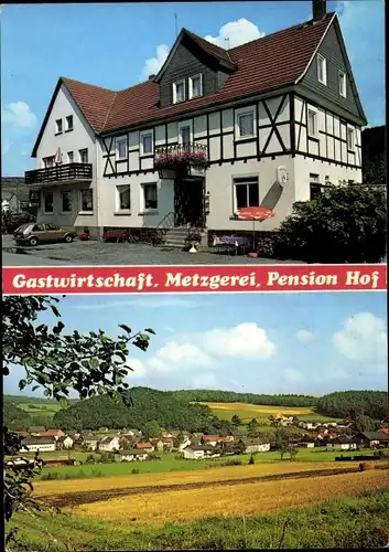 Ak Sinkershausen Gladenbach Hessen, Gastwirtschaft, Metzgerei, Pension Hof, Fachwerk, Panorama