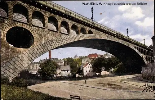 Ak Plauen im Vogtland, König Friedrich August Brücke