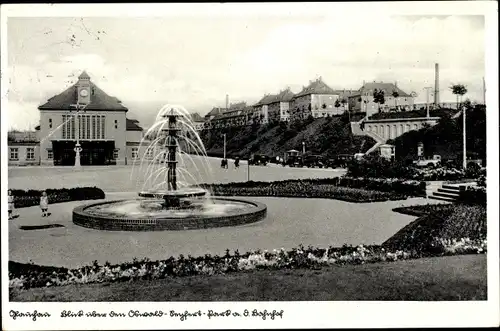 Ak Glauchau in Sachsen, Blick über den Oswald Seyfert Park auf den Bahnhof