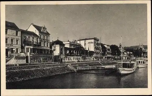 Ak Remagen im Kreis Ahrweiler, Blick zur Fähren am Anleger, Hotel Anker, Hotel Fürstenberg