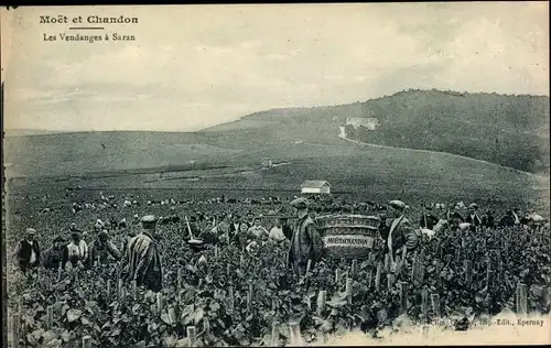 Ak Saran Marne, Moet et Chandon, les Vendanges, Weinlese, Reklame, Champagner