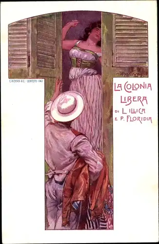 Künstler Ak La Colonia Libera di L. Ilica e P. Floridia, Opernszene