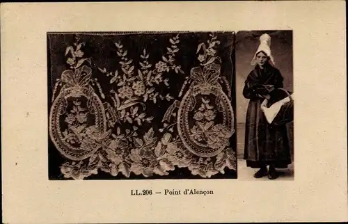 Ak Point d'Alencon, Tracht, Klöppelwerk