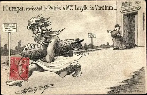 Künstler Ak L'Ouragan ravissant le Patrie a Mme. Lavylle de Verdhun