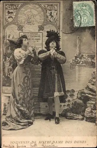 Ak Poitiers Vienne, Souvenir de Notre Dame des Dunes, Paar beim Gebet