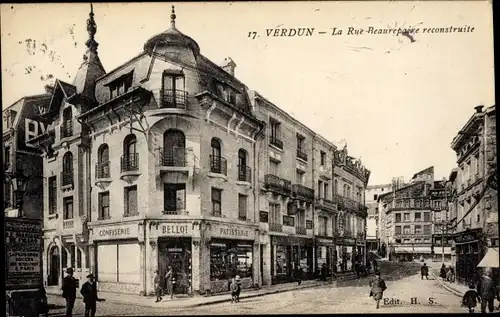 Ak Verdun Lothringen Meuse, La Rue Beaurepaire reconstruite
