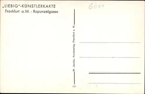 Künstler Ak Frankfurt am Main, Rapunzelgasse, Liebig