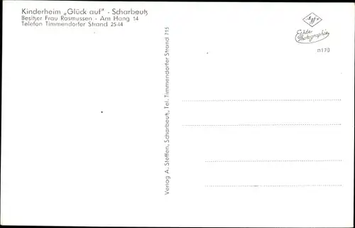 Ak Ostseebad Scharbeutz in Ostholstein, Blick auf das Kinderheim "Glück auf", Am Hang 14