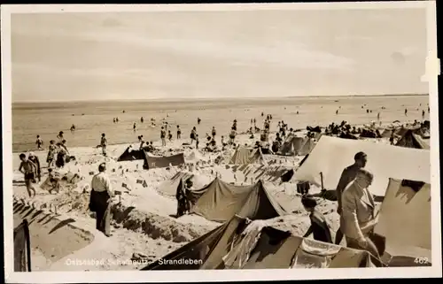 Ak Ostseebad Scharbeutz in Ostholstein, Strandleben, Partie am Strand, Zelte