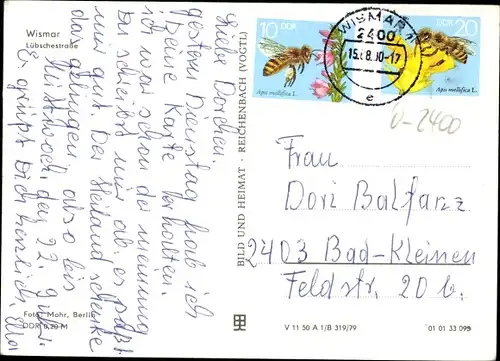 Ak Hansestadt Wismar, Partie in der Lübschestraße