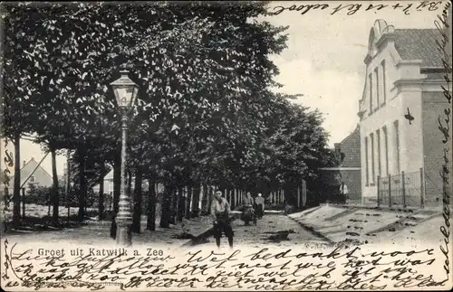 Ak Katwijk aan Zee Südholland Niederlande, Allee, Haus, Bäume