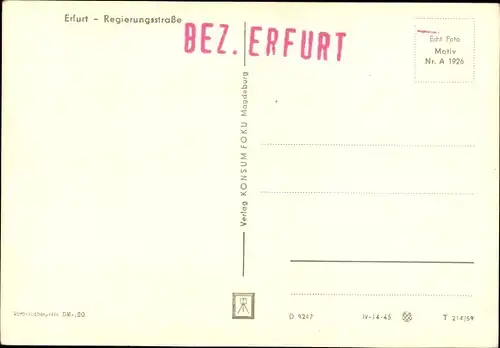 Ak Erfurt in Thüringen, Regierungsstraße, Kirche