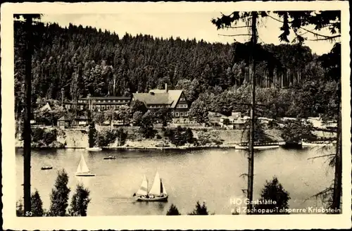 Ak Kriebstein Mittelsachsen, Zschopau Talsperre, Segelboote