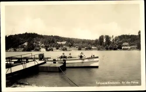 Ak Kriebstein Sachsen, Partie an der Zschopau, Fähre, Boot Häfchen