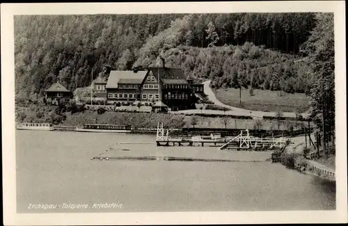 Ak Kriebstein Mittelsachsen, Zschopau Talsperre Kriebstein, Waldheim, Großgaststätte