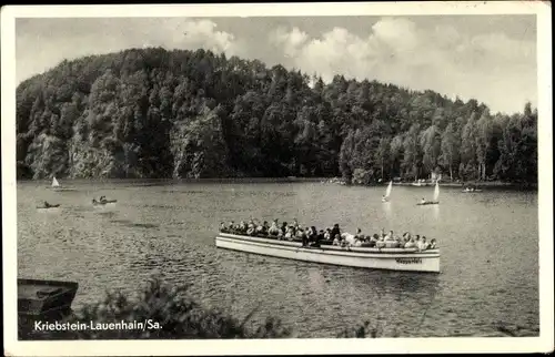 Ak Kriebstein Lauenhain Mittweida in Sachsen, Bootspartie