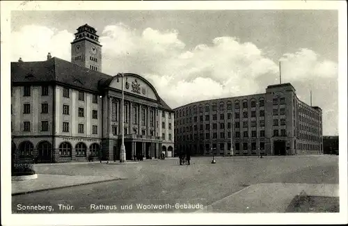 Ak Sonneberg in Thüringen, Rathaus, Woolworth-Gebäude