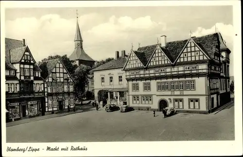 Ak Blomberg in Lippe, Markt mit Rathaus