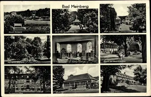 Ak Bad Meinberg im Kreis Lippe, Kurpark, Musikpavillon, Kurhaus zur Rose, Kurhaus zum Stern