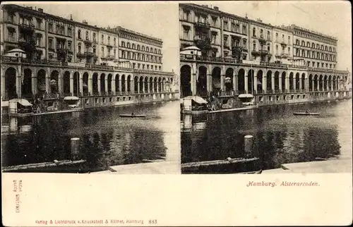 Stereo Ak Hamburg Mitte Altstadt, Alsterarkaden