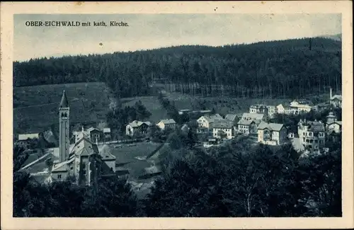 Ak Eichwald Bühlertal, Teilansicht mit kath. Kirche