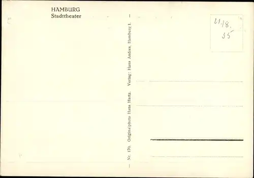 Ak Hamburg Mitte Altstadt, Stadttheater