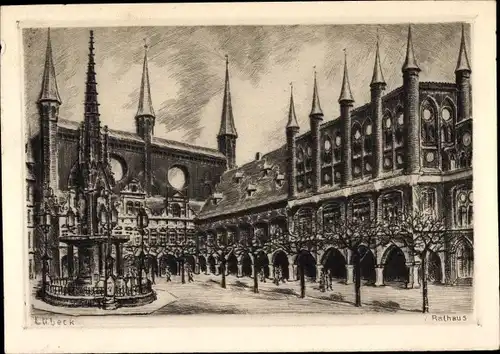 Ak Hansestadt Lübeck, Rathaus