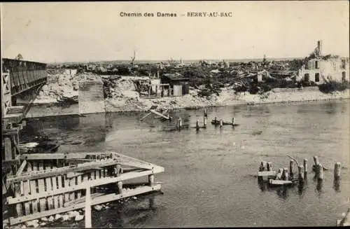 Ak Berry au Bac Aisne, Chemin des Dames, ruines, Kriegszerstörung I. WK