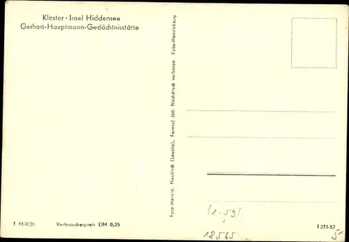 Ak Kloster Insel Hiddensee Ostsee, Gerhart Hauptmann Gedächtnisstätte