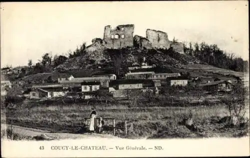 Ak Coucy le Château Aisne, Vue Générale