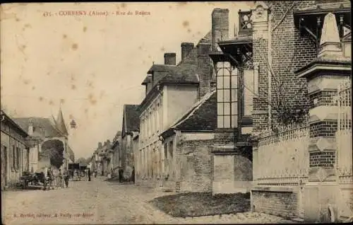 Ak Corbeny Aisne, Rue de Reims