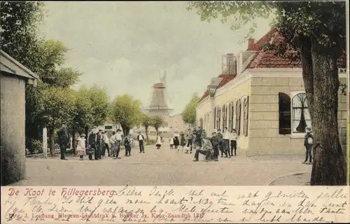 Ak Hillegersberg Südholland, De Koot, Windmühle, Straße