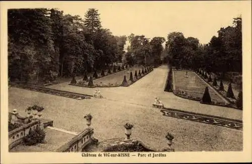 Ak Vic sur Aisne, Schlosspark, Garten