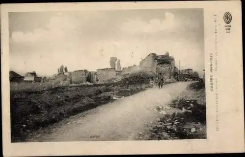 Ak Berny-Rivière Aisne, Ruines, Guerre 1914-1915, Kriegszerstörung I. WK