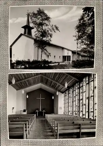 Ak Schelklingen Schwäbische Alb, Evang. Paulus Kirche, eingeweiht 1959, Innen- u. Außenansicht