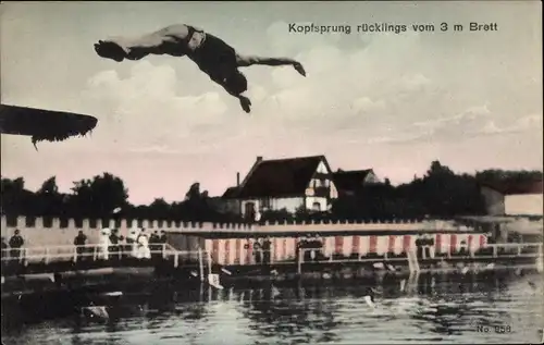 Ak Kopfsprung rücklings vom 3 m Brett, Kunstspringer, Turmspringer
