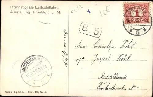 Künstler Ak Frankfurt am Main, Internationale Luftfahrtausstellung, Zeppelin über der Stadt