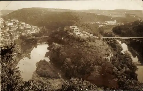 Foto Ak Weliko Tarnowo Bulgarien, Landschaft, Brücken, Blick auf den Ort