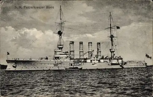 Ak Deutsches Kriegsschiff, SMS Roon, Panzerkreuzer, Kaiserliche Marine