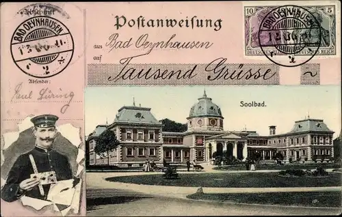Passepartout Ak Bad Oeynhausen in Westfalen, Soolbad, Postanweisung, Tausend Grüße