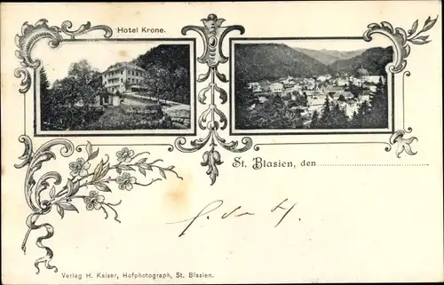 Ak Sankt Blasien im Schwarzwald, Hotel Krone, Gesamtansicht