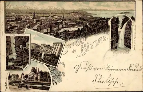 Litho Biel Bienne Kt. Bern, Malofin, Gorge de la Suze, Nidau, Chute de la Suze