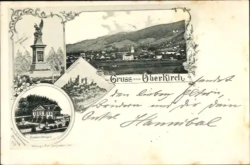 Ak Oberkirch im Renchtal Baden, Gesamtansicht, Kriegerdenkmal, Haber'sches Gut, Burgruine