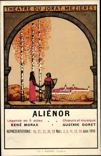 Künstler Ak Mézières Kanton Waadt, Theatre du Jorat, Aliénor, René Morax, Gustave Doret, 1910