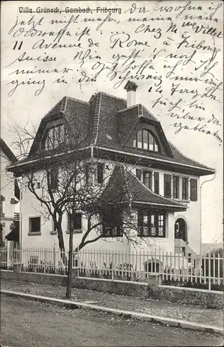 Ak Gambach Fribourg Freiburg Stadt Schweiz, Villa Grüneck