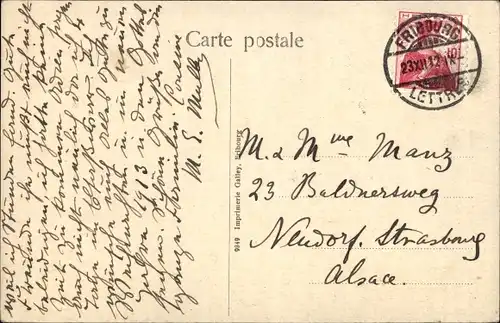 Ak Gambach Fribourg Freiburg Stadt Schweiz, Villa Grüneck