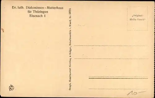 Ak Lutherstadt Eisenach in Thüringen, Ev. luth. Diakonissen Mutterhaus, Pforte