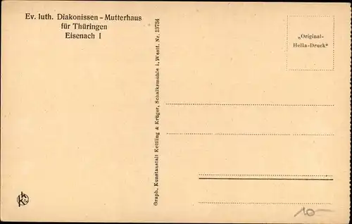 Ak Lutherstadt Eisenach in Thüringen, Diakonissen Mutterhaus, Ess Saal, Innenansicht