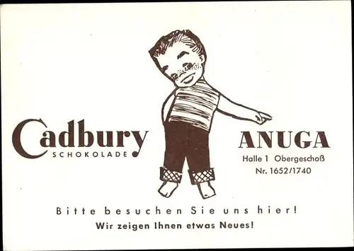 Reklame Ak Cadbury Anuga Schokolade, Max Schierbeck