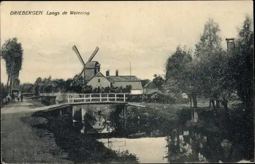 Ak Driebergen Utrecht Niederlande, Langs de Wetering, Windmühle